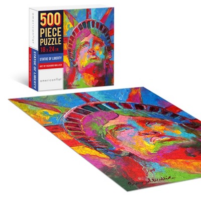 Americanflat 500 Piece Jigsaw Puzzle, 18x24 Inches, "Statue of Liberty" Artwork by Richard Wallich