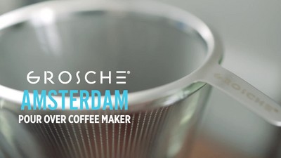 GROSCHE AMSTERDAM Pour Over Coffee Maker with Double Layer Permanent  Stainless Steel Coffee Filter, 28.7 fl oz. Capacity