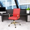 LeisureMod Benmar Leather Office Chair with Gold Accents, Adjustable Height, and Swivel Base - 2 of 4