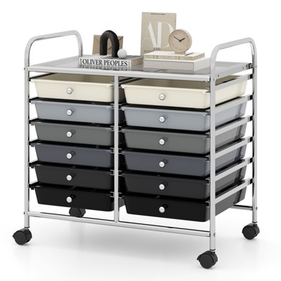 Tangkula 20-Drawers Rolling Storage Cart with Organizer Top