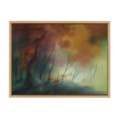 Natural Abstract Deer Canvas Print in Wooden Frame, 18x24
