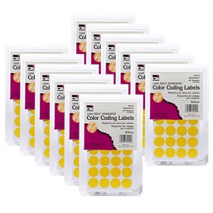 Charles Leonard Color Coding Labels, 3/4", Yellow, 1000 Per Pack, 12 Packs - 1 of 2
