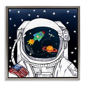 Stupell Industries Astronaut Space Suit Galaxy Floating Frame Canvas Art - 1 of 4