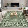 Large Modern Floral Bordered Area Rug, Washable and Stain Resistant, Low Pile Soft Touch Carpet, Folding Floor Cover for Bedroom and Apartment. - 2 of 4