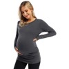 Coolmee Maternity Shirt Long Sleeve Basic Top Ruch Sides Bodycon Tshirt for Pregnant Women with Button - 4 of 4