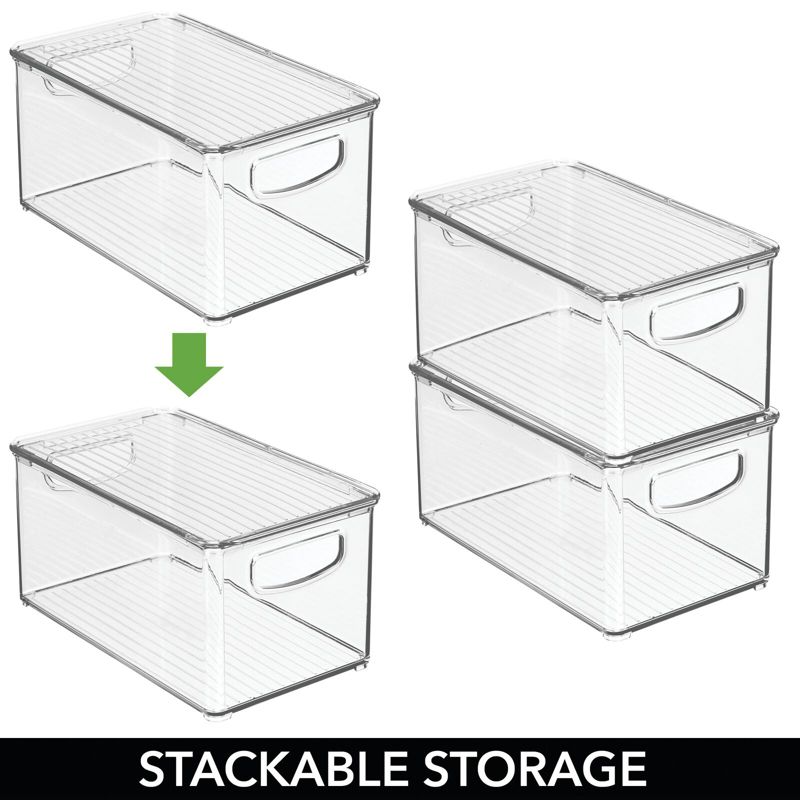 mDesign Plastic Deep Storage Organizer Bin Box with Lid/Handles, 6 Pack, 4 of 9