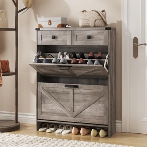 Freestanding Shoe Storage Cabinet with Drawers & Legs - 1 of 4