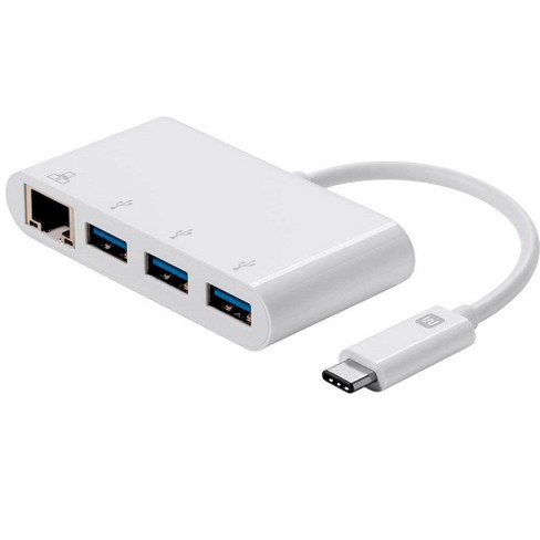 Punktlighed Normal flertal Monoprice Usb-c 3-port Usb Hub - White With Wired Gigabit Ethernet Port, Usb  3.0 Speeds - Select Series : Target