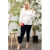 Slickblue Plus Size Sweater, Solid Color & Round Neckline, Women's Pullover, Casual Style, Ivory/Black, 1XL-3XL - 3 of 4