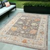 2' X 3' Gray and Orange Floral Stain Resistant Indoor Outdoor Area Rug - 2 of 4