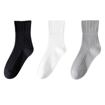 Anna-Kaci Women's Ribbed Crew Socks with Elasticized Top Cuff for Swollen Feet Non-Binding Comfortable Fit 3-Pack