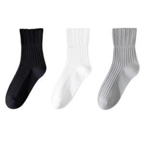 Anna-Kaci Women's Ribbed Crew Socks with Elasticized Top Cuff for Swollen Feet Non-Binding Comfortable Fit 3-Pack - 1 of 4
