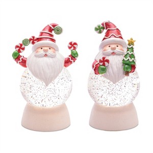 LED Peppermint Santa Snow Globe (Set of 2) - 1 of 3