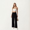 Anna-Kaci Women's Textured Knit Pants with Wide Leg Silhouette and Stretch Waistband Featuring Decorative Button Front Detail - 2 of 4