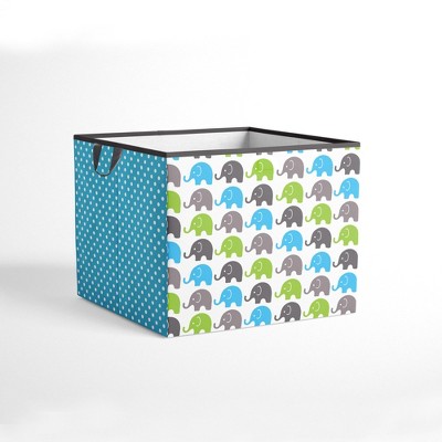 Bacati - Elephants Aqua/Lime/Gray Storage Box Large