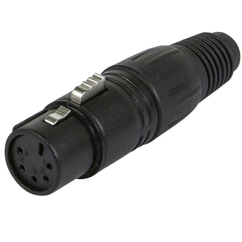 Monoprice 5-Pin Female DMX Connector - Black | Anodized Aluminum With A Plastic Cap, Rubber Strain Relief Boot, And Lock Release Button., 1 of 3