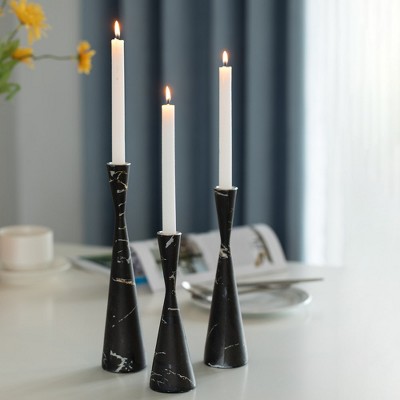 Black Marble Resin Taper Candle Holders, Pack of 18