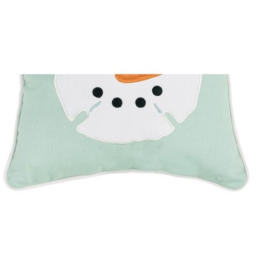 Seafoam Green Embroidered Snowman Sand Dollar Throw Pillow
