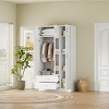 81.10Inch,3-Door Mirror Wardrobe with 2 Drawers and Top Cabinet,Gray - 4 of 4