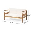 FIONECA Outdoor Mid-Century Modern 4-Seat Acacia Wood Chat Set with Loveseat, Coffee Table & Club Chairs, Teak Finish + Cream Cushion - 2 of 4