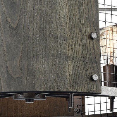 Ash Gray Industrial Drum Chandelier with Wire Mesh - 6 Light