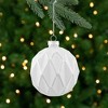 Northlight Embossed Diamond Christmas Glass Ball Ornaments - 4" (100mm) - White - 4ct - 2 of 4