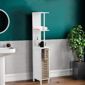 Evideco French Home Goods Slim Storage Cabinet Freestanding Bathroom Organizer with Shelves and Magnetic Door - 1 of 4