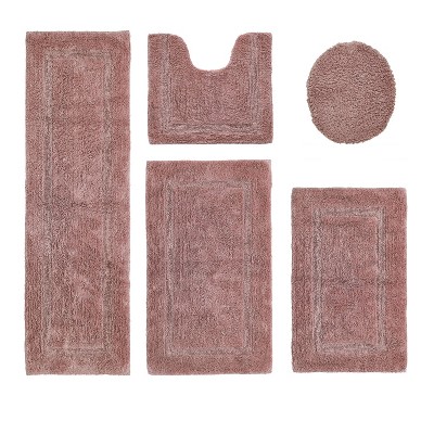 Lux Premium 100% Cotton Tufted Solid Reversible 5 PC Bath Rug Set – Ultra-Soft, Water-Absorbent, Durable, Machine Washable Bathroom Rug