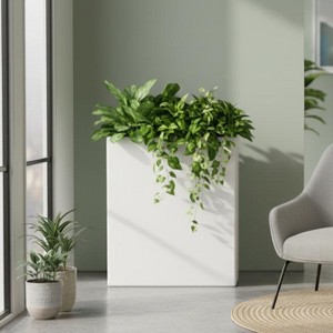 LeisureMod Thistle Fiberstone Rectangular Planter Pot with Drainage Holes, Weather-Resistant for Indoor/Outdoor Use - 1 of 4