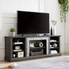 70" Large TV Stand with Faux Stacked Stone Surround, Media Console Table with Spacious Storage Cabinet, TV Desk Storage Rack, Entertainment Center - 3 of 4