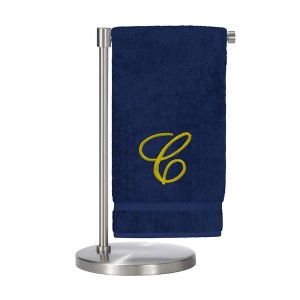 BC BARE COTTON Monogrammed Bath Towel, Personalized Gift, 27 x 54 inches - Set of 1 - Navy - Gold Script - 1 of 4