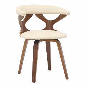 LeisureMod Upholstered Dining Chair in Leather with Dark Walnut Wood Frame Klyne Series - 1 of 4