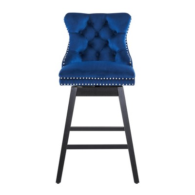 Beautyolove Velvet Upholstered Solid Wood Frame Counter Height Bar Stool Swivel Counter Stool with Back (Set of 2)