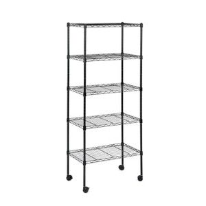 Vynxaria Chrome 5-Tier Utility Storage Shelves, Stackable Wire Organizer, 21" W x 12" D x 54" H - 1 of 4