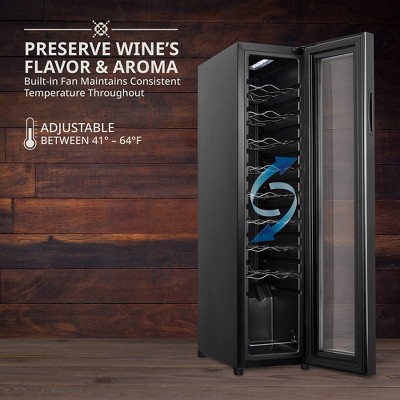 Ivation Black Freestanding 18 Bottle Wine Cooler with Interior Lighting