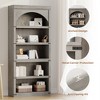 Farmhouse Arched Bookcase, 68.7" Tall Bookshelf w/ Arche Design, Wooden Arch Bookshelf with Wooden Base, 5 Tier Book shelf for Living Room Office - 4 of 4