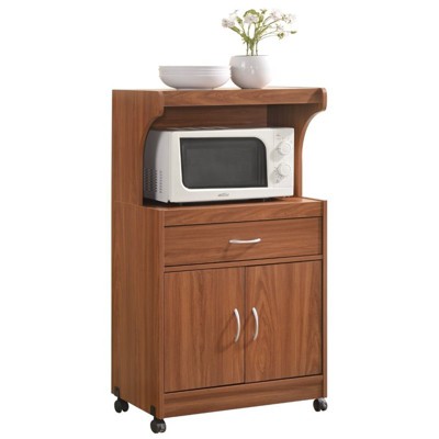 Microwave Kitchen Cart in Cherry - Hodedah