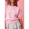 Women's Puff Sleeves Valentines Sweater - Peach Love - 4 of 4
