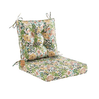 Deep Seat Cushions for Outdoor Furniture,Set of 2,Extra Thick 24"x24"x4",Tufted Low Back 22"x24"x6", Removable Patio Chair Cushions, Floral