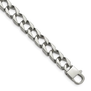 Black Bow Jewelry Mens 8mm Polished Stainless Steel Square Curb Chain Bracelet, 8.5 Inch - 1 of 4