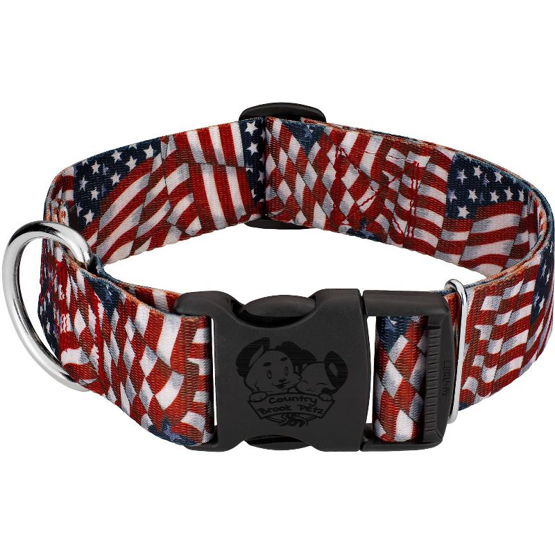 Country Brook Petz 1 1/2 Inch Deluxe Patriotic Tribute Dog Collar, 1 of 5