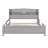 Sapphtopaz Bed Frame with Storage Headboard Wood Bookshelf Platform Bed with LED and Guardrail for Bedroom, No Box Spring Needed - 3 of 4