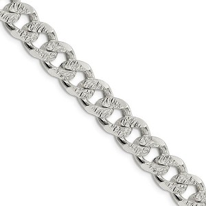 Black Bow Jewelry Men's 10.5mm, Sterling Silver Solid Pave Curb Chain Necklace - 1 of 4