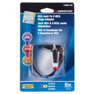 Monster 140291-00 RCA Adapter Cable, 6" L - 1 of 1