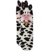 Memoi Women's Plush Cow-Themed Embellished Crew-Length Lounge Sock Black-White One Size - 3 of 4
