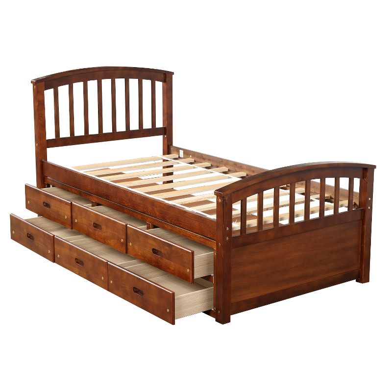 Twin Size Wood Platform Storage Bed with 6 Drawers-ModernLuxe, 4 of 14