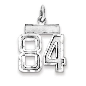 Black Bow Jewelry Sterling Silver, Varsity Collection, Small D/C Pendant, Number 84 - 1 of 4