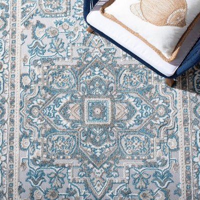 Cabana Geometric Navy & Grey Rectangular Synthetic Area Rug