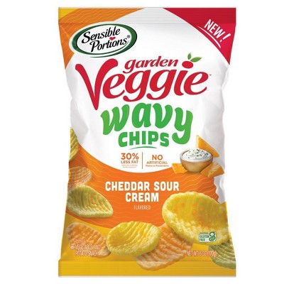 Sensible Portions Garden Veggie Wavy Chips Cheddar Sour Cream - 7oz