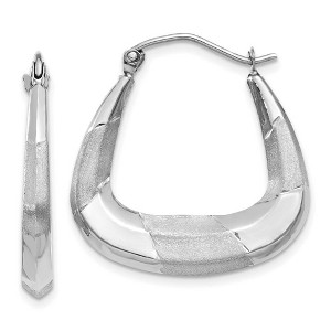 Black Bow Jewelry 4 x 23mm 14k White Gold Polished, Satin and D/C Striped Creole Hoops - 1 of 4